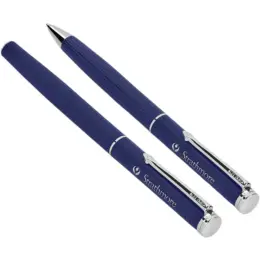 Alex Varga Mollino Ball Pen & Rollerball Set Navy Branded